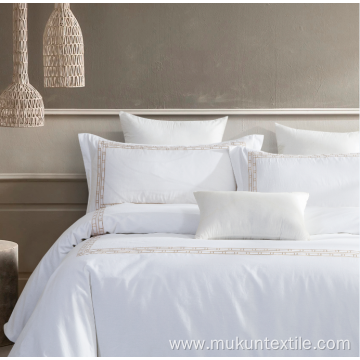 Hotel luxury bedding sheet set cotton white